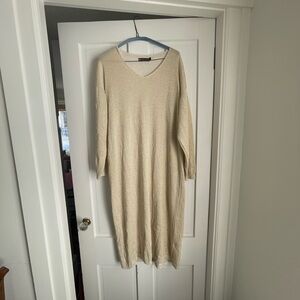 Gold  V-Neck longsleeve Dress